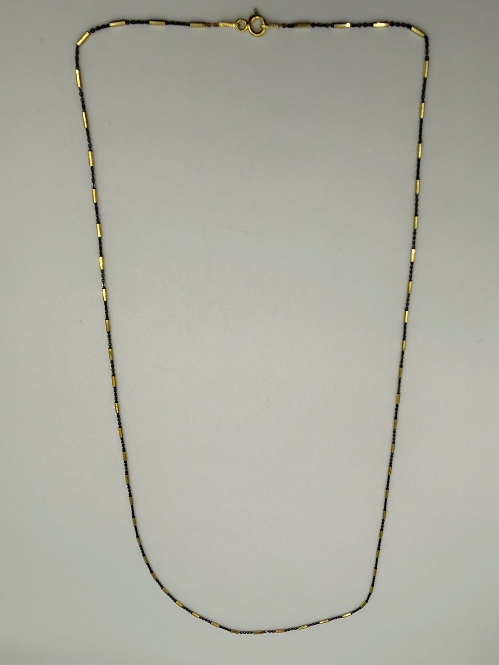Italian Thin Chain 925 SS and Rhodium Plated - Gold and Black Two-Tone 24”